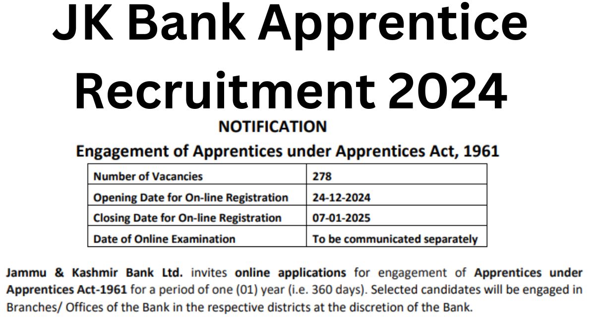 JK Bank Apprentice Recruitment 2024