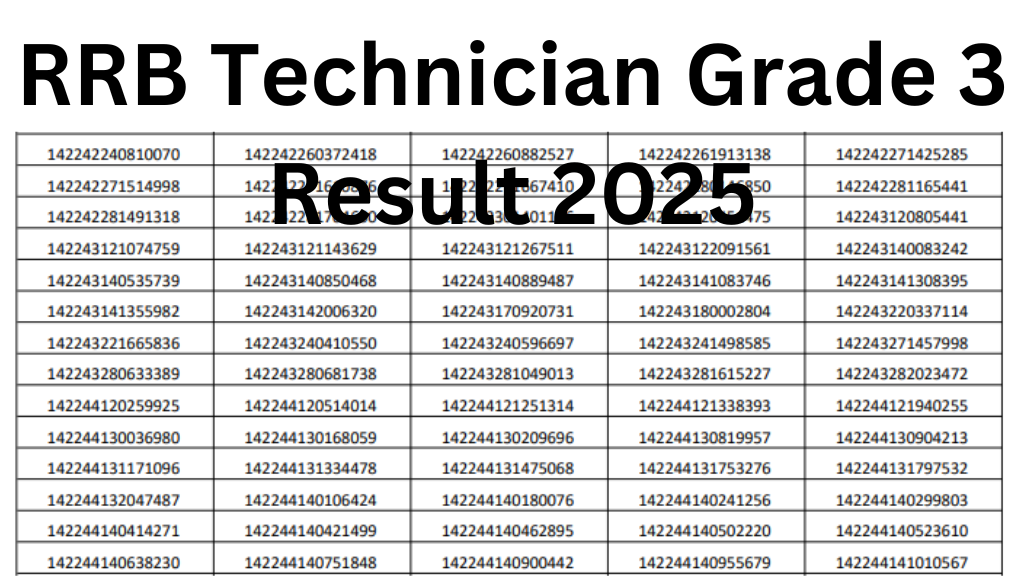 RRB Technician Grade 3 Result 2025