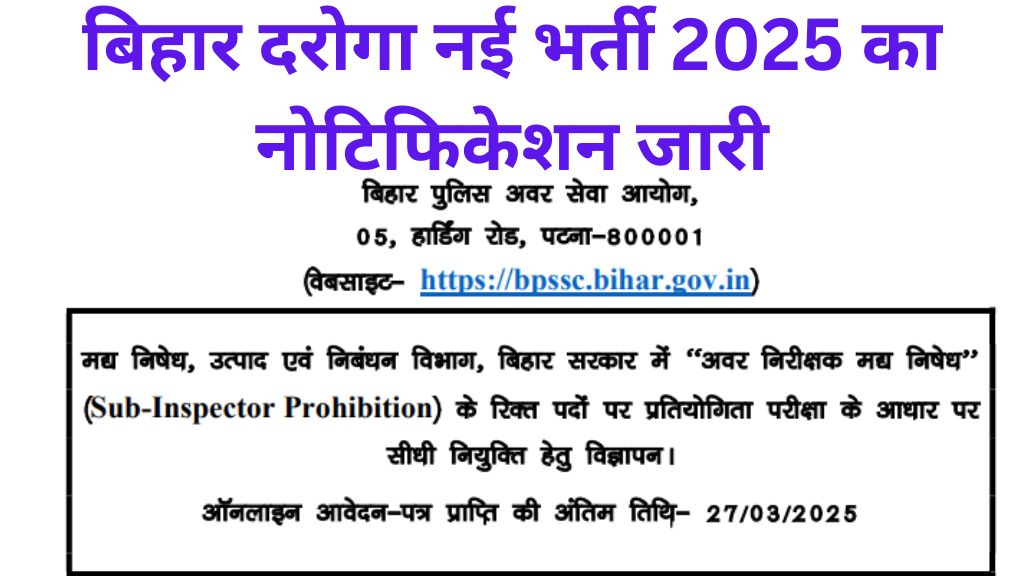 Bihar Police SI Prohibition Recruitment 2025