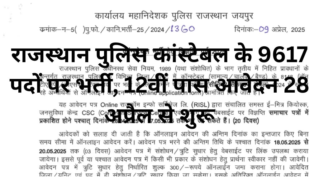 Rajasthan Police Constable Recruitment 2025