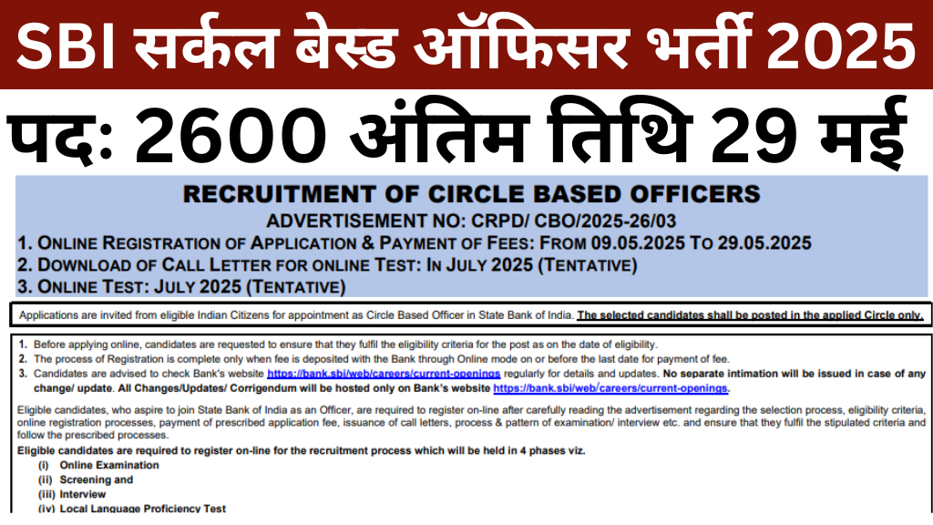 SBI CBO Recruitment 2025