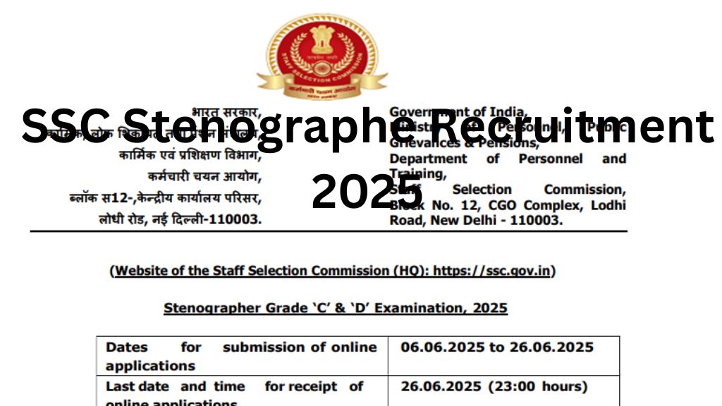 SSC Stenographer (Grade C & D) Recruitment 2025