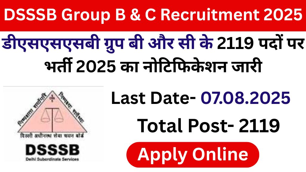 DSSSB Group B & C Recruitment 2025