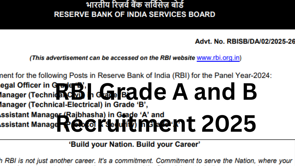 RBI Grade A and B Recruitment 2025