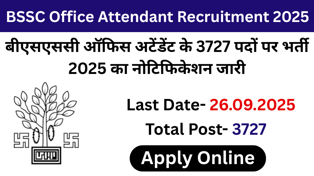 BSSC Office Attendant Recruitment 2025: