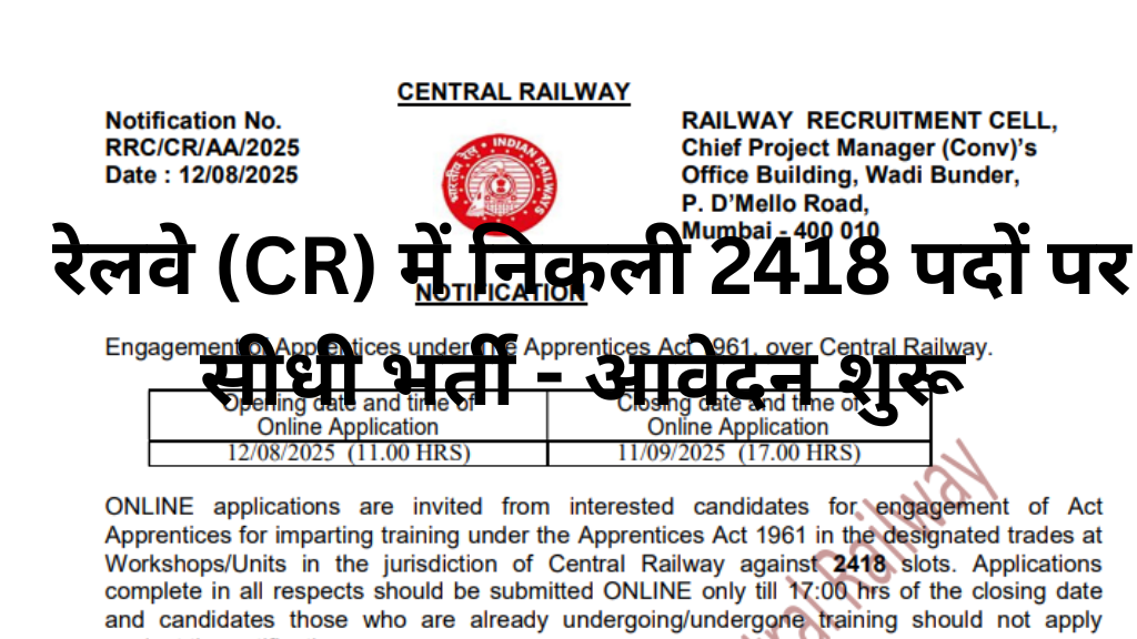 RRC CR Apprentice Recruitment 2025