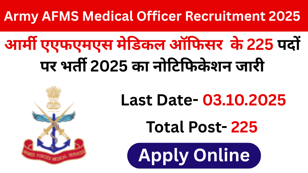 Army AFMS Medical Officer Recruitment 2025