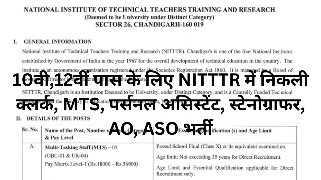 NITTTR Chandigarh Recruitment 2025
