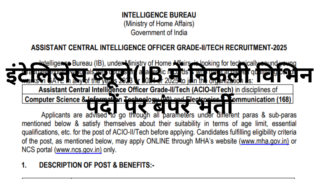 IB ACIO II/ Tech Recruitment 2025