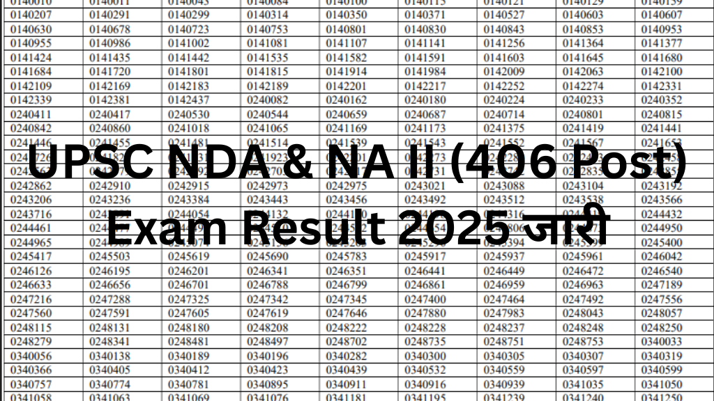 UPSC NDA & NA II (406 Post) Exam Result 2025