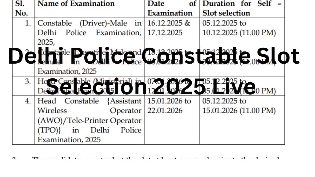 Delhi Police Constable Slot Selection 2025 Live