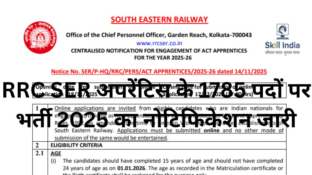 RRC SER Apprentice Recruitment 2025