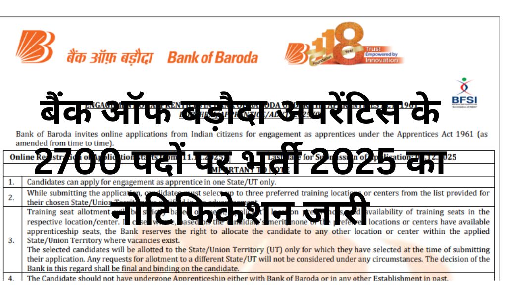 Bank of Baroda Apprentice Recruitment 2025